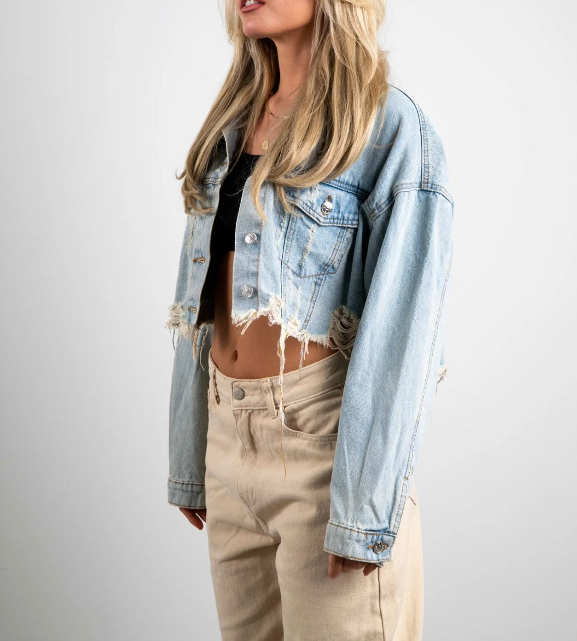 I don’t care crop denim