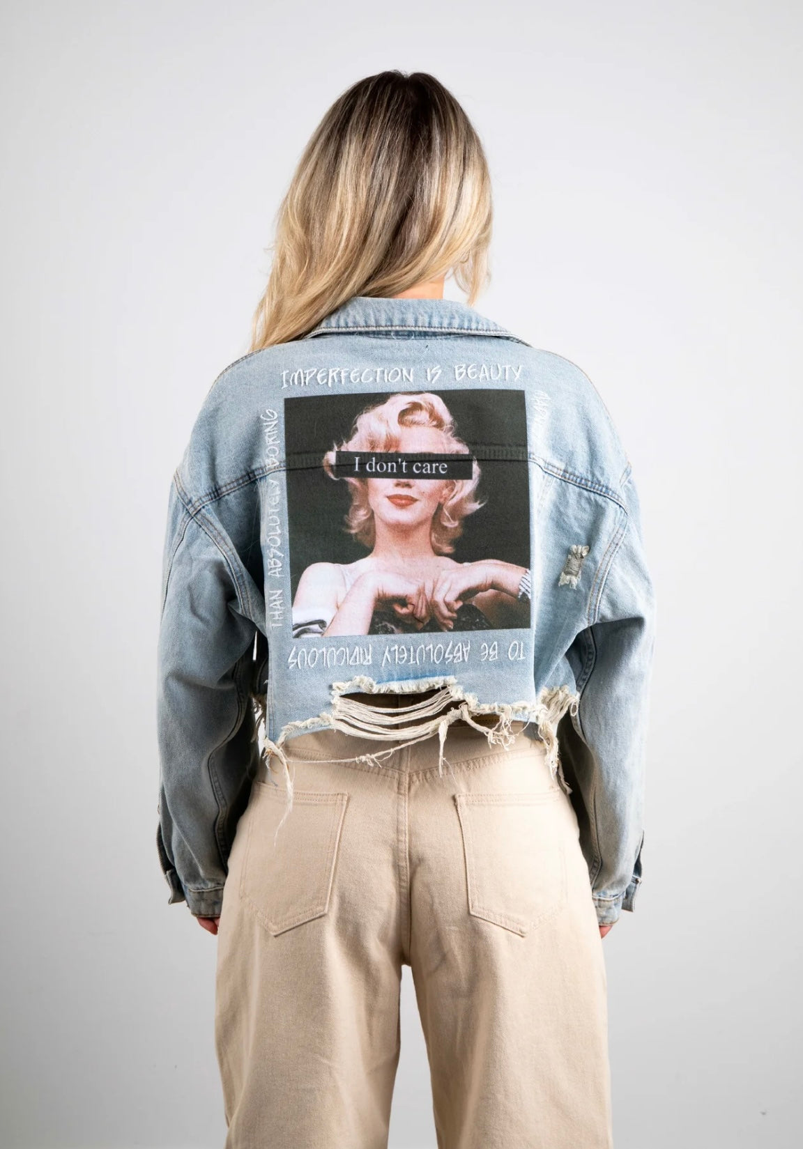 I don’t care crop denim